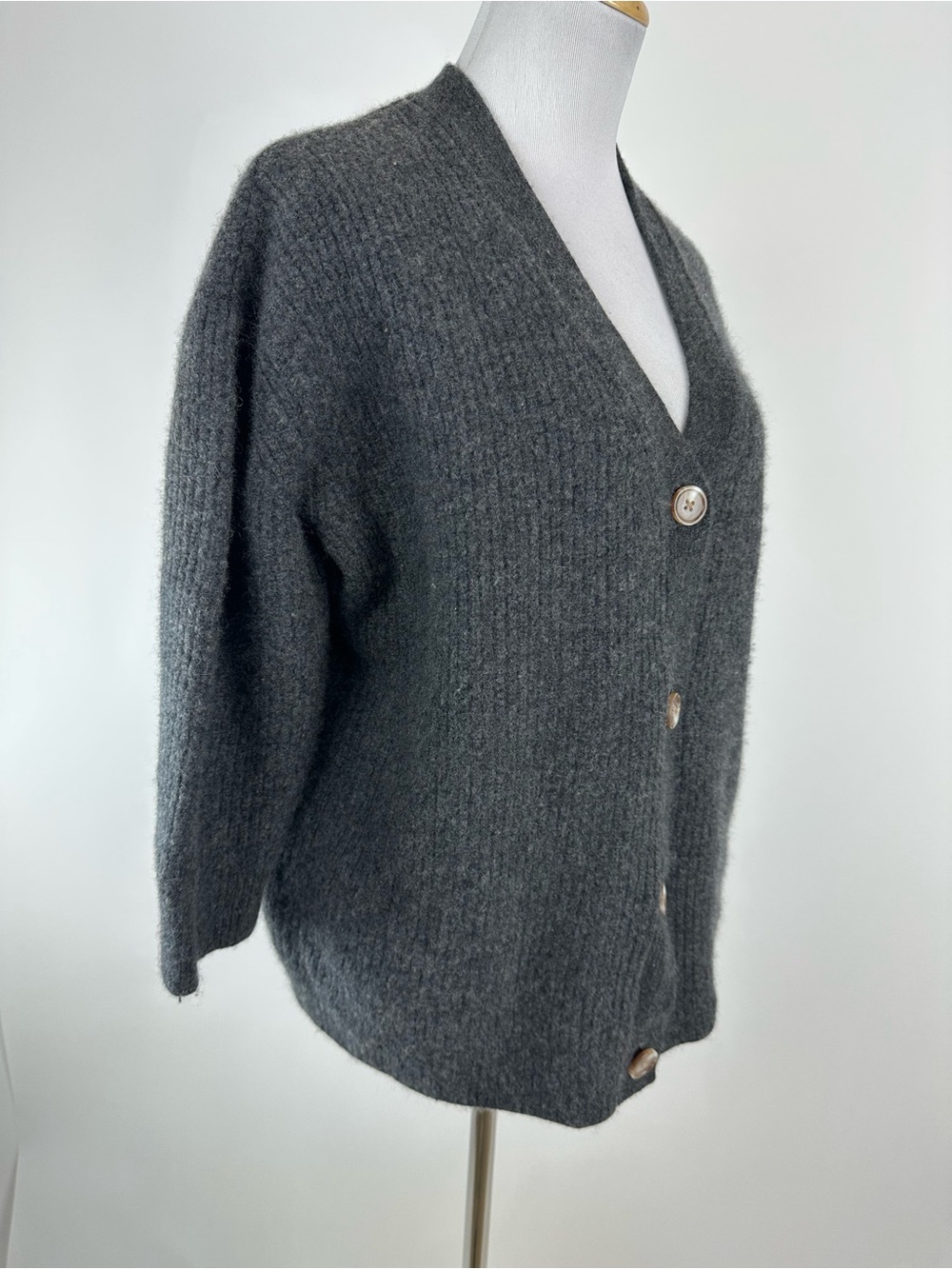 Charcoal Cashmere Cardigan - Picture 2 of 6